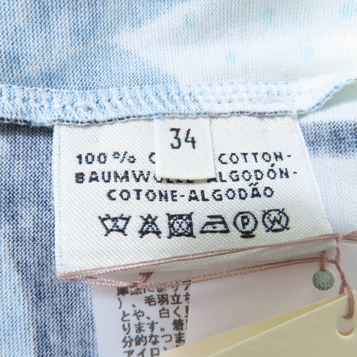 未使用品☆HERMES エルメス コットン100％ カットソー 半袖Ｔシャツ トップス ホワイト ブルー系 34 フランス製 正規品 レディース