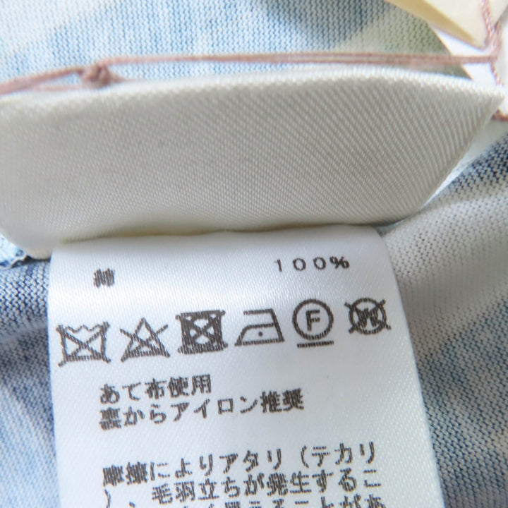 未使用品☆HERMES エルメス コットン100％ カットソー 半袖Ｔシャツ トップス ホワイト ブルー系 34 フランス製 正規品 レディース