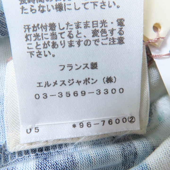 未使用品☆HERMES エルメス コットン100％ カットソー 半袖Ｔシャツ トップス ホワイト ブルー系 34 フランス製 正規品 レディース
