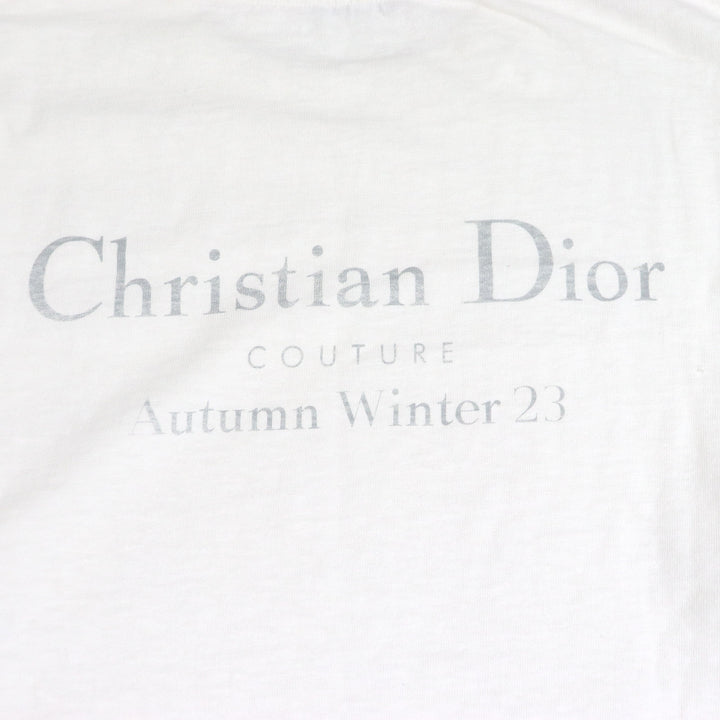 極美品□DIOR ディオール オム 34DJ696A0849 コットン100％ ダメージ加工 ロゴプリント 半袖Ｔシャツ ホワイト L イタリア製 正規品
