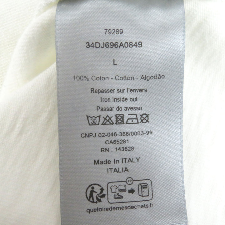 極美品□DIOR ディオール オム 34DJ696A0849 コットン100％ ダメージ加工 ロゴプリント 半袖Ｔシャツ ホワイト L イタリア製 正規品