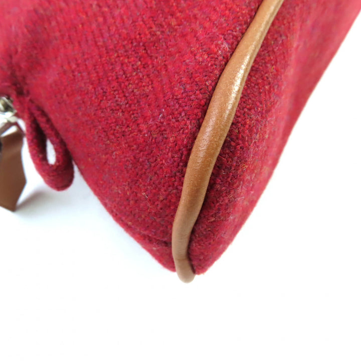 未使用品★HERMES エルメス ボリードポーチ ミニミニ ウール100％ ルージュ Hロゴ刺繍 レザー使い 化粧ポーチ ミニ ポーチ 箱付き 仏製