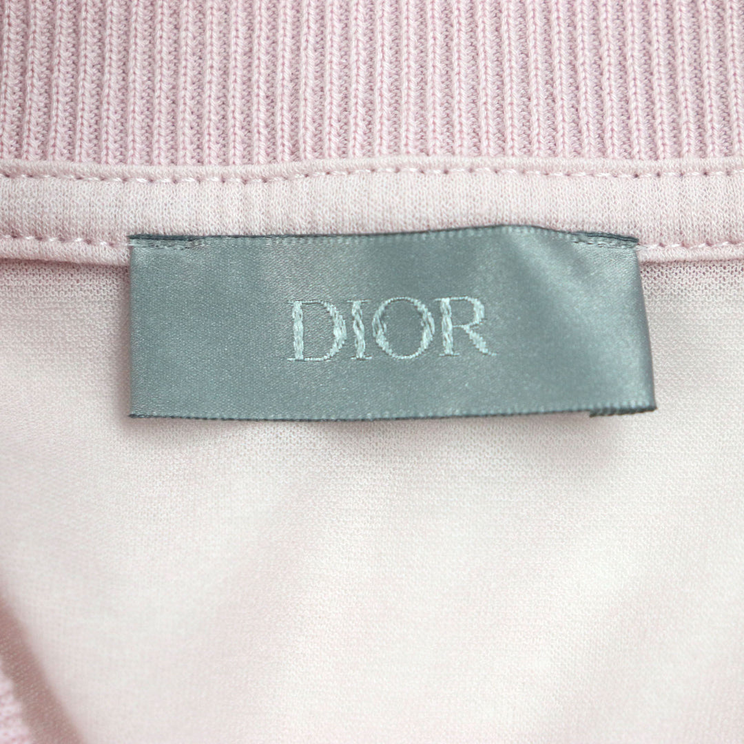 極美品▼DIOR ディオール オム 243J831A0800 ロゴ刺繍 ライトウェイト 薄手 ロングスリーブ 長袖ポロシャツ ピンク S 伊製 正規品 メンズ