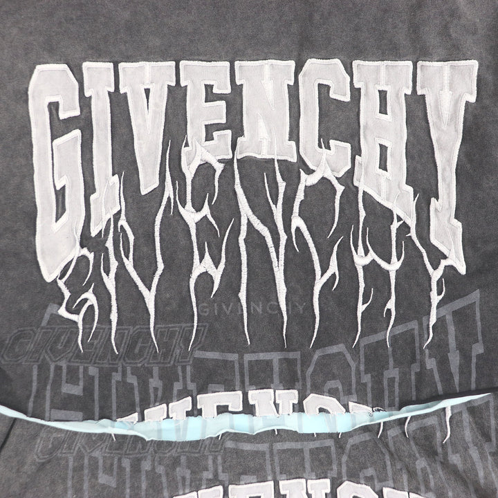 美品□GIVENCHY ジバンシィ 22AW BM71FK3YBT Overlapped Embroidered Tee ドッキングデザイン 長袖Ｔシャツ チャコール L 正規品 メンズ