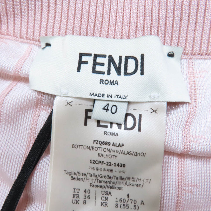 極美品☆FENDI フェンディ 2023年製 FZQ689 ロゴ・ストライプ柄 ニット ロングスカート ピンク 40 イタリア製 正規品 レディース