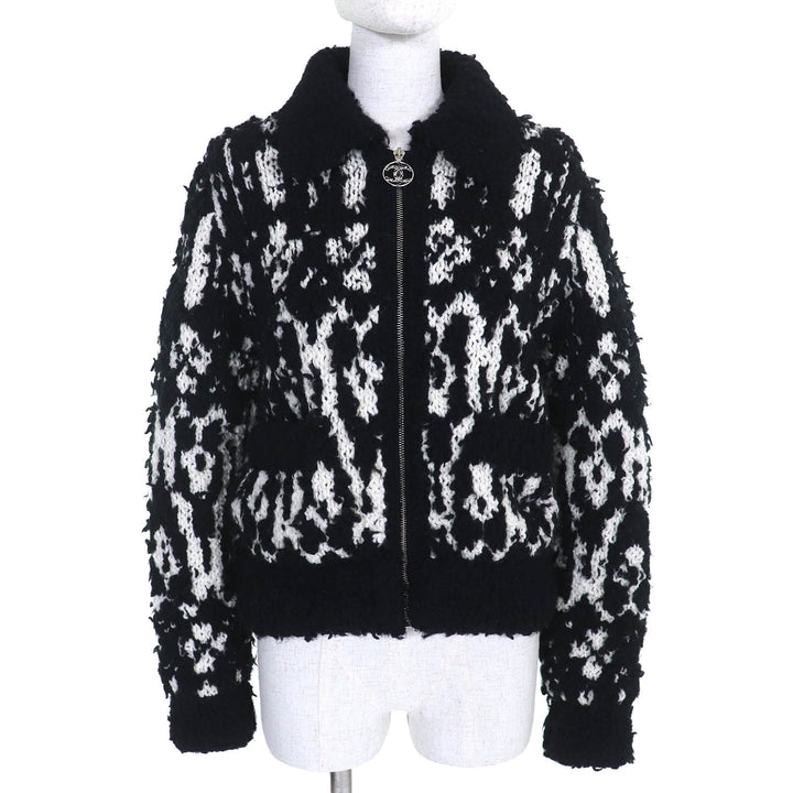 極美品△CHANEL シャネル P62173 カシミヤ混 ココネージュ ココマークプルトップ ニット ブルゾン ジップアップ ジャケット 36 正規品