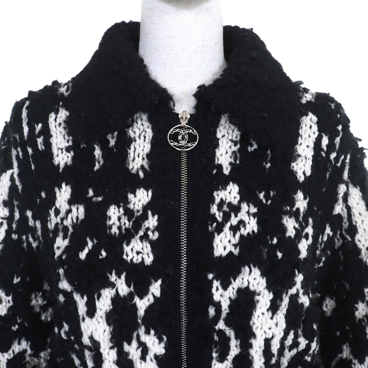 極美品△CHANEL シャネル P62173 カシミヤ混 ココネージュ ココマークプルトップ ニット ブルゾン ジップアップ ジャケット 36 正規品