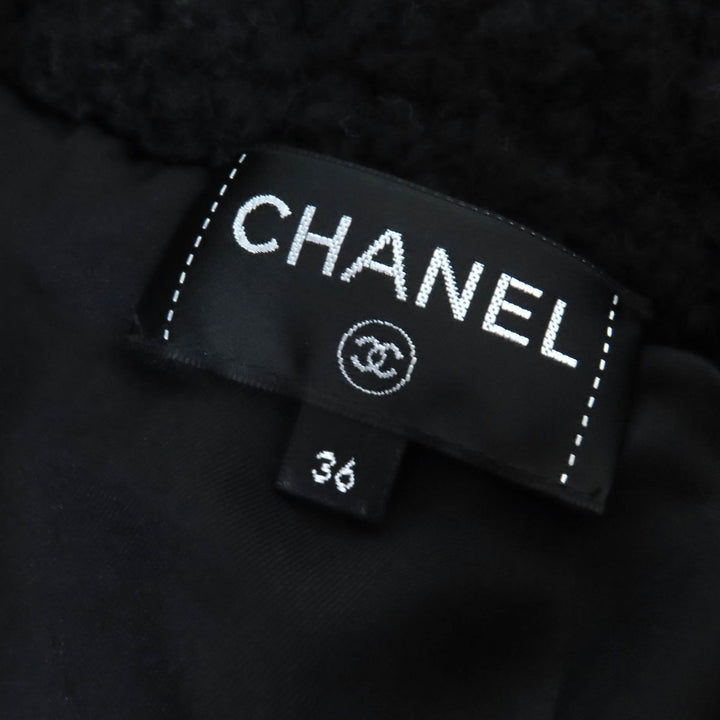 極美品△CHANEL シャネル P62173 カシミヤ混 ココネージュ ココマークプルトップ ニット ブルゾン ジップアップ ジャケット 36 正規品