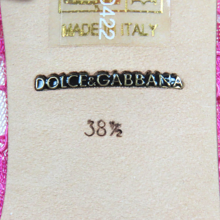 未使用品◇DOLCE&amp;GABBANA ドルチェ＆ガッバーナ タオルミナレース クリスタルビジュー付き パンプス ピンク 38.5 箱・袋付 定価156200円