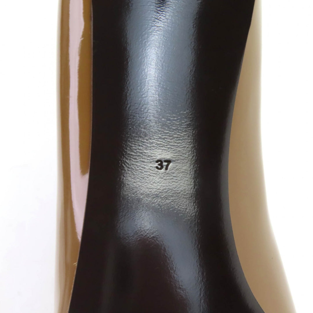 未使用品◇DOLCE&amp;GABBANA ドルチェ＆ガッバーナ DGバックル ポインテッドトゥ パテントレザー パンプス ブラウン ゴールド金具 37 伊製