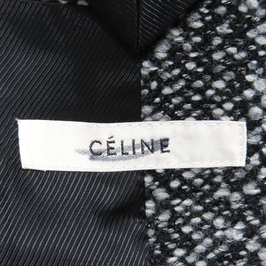 極美品◇CELINE セリーヌ 2 8W82 253C フィービー期 ダブルブレスト ツイード ロング コート グレー系 34 フランス製 正規品 レディース