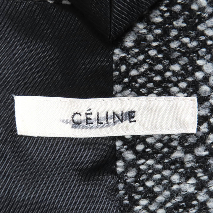極美品◇CELINE セリーヌ 2 8W82 253C フィービー期 ダブルブレスト ツイード ロング コート グレー系 34 フランス製 正規品 レディース