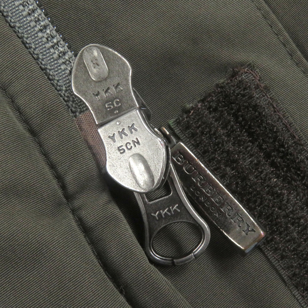 良品□BURBERRY LONDON バーバリーロンドン ファーフーデッド WZIP ダウンジャケット カーキ L 日本製 正規品 メンズ オススメ◎