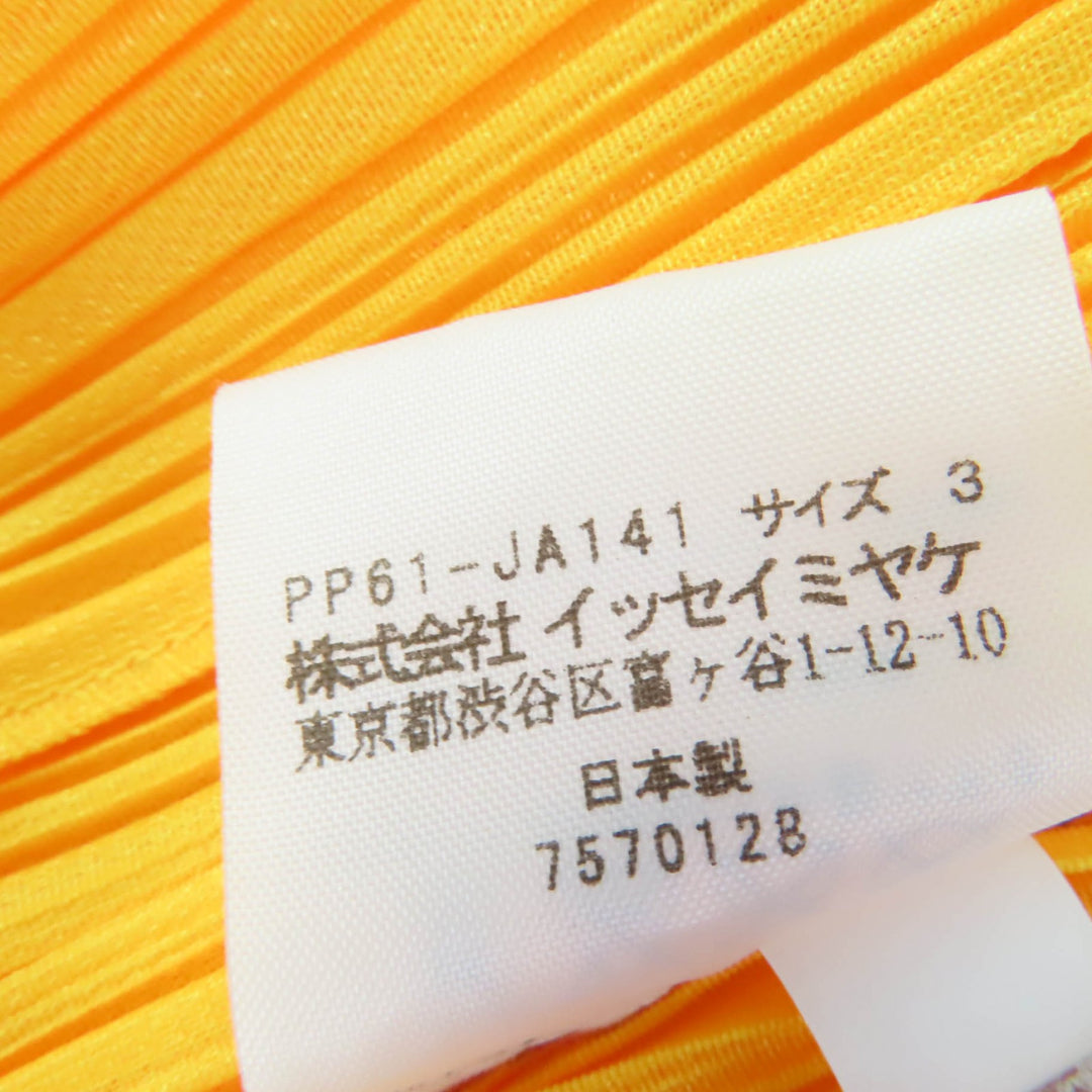 極美品☆PLEATS PLEASE プリーツプリーズ イッセイミヤケ PP61-JA141 フロントオープン 長袖 カーディガン イエロー 3 正規品 レディース