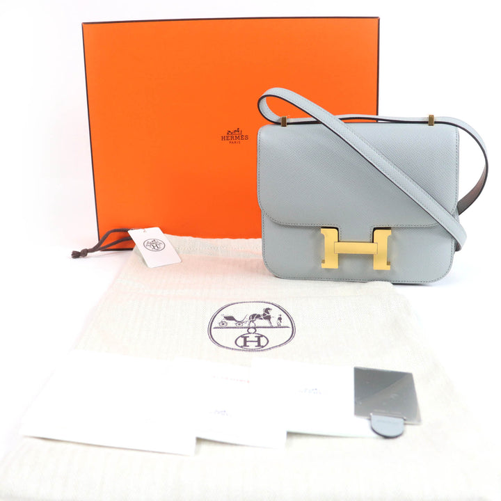未使用品☆HERMES エルメス コンスタンス 3ミニ ミロワール ヴォーエプソン ブルーグラシエ ゴールド金具 ショルダーバッグ W刻印 仏製