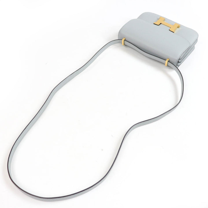 未使用品☆HERMES エルメス コンスタンス 3ミニ ミロワール ヴォーエプソン ブルーグラシエ ゴールド金具 ショルダーバッグ W刻印 仏製