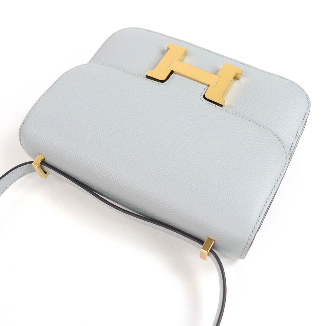 未使用品☆HERMES エルメス コンスタンス 3ミニ ミロワール ヴォーエプソン ブルーグラシエ ゴールド金具 ショルダーバッグ W刻印 仏製