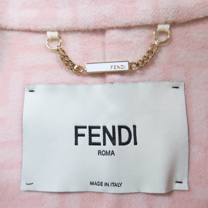 極美品☆FENDI フェンディ 2022年製 FJ7322 バージンウール シルク ミンクファー 裏地ズッカ ジャケット ピンク 36 正規品 定価407000円