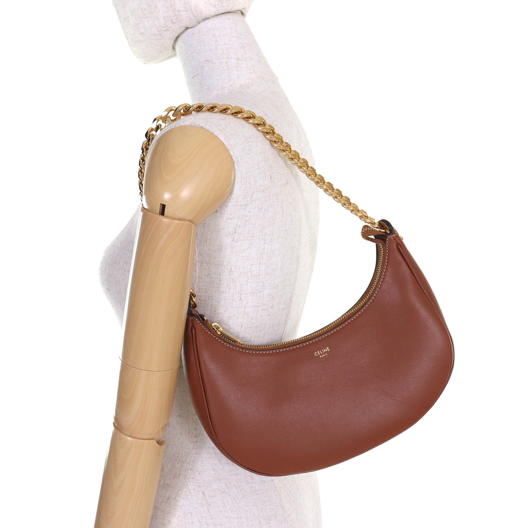 未使用品△CELINE セリーヌ 19958 MEDIUM AVA CHAIN ミディアム アヴァ レザー チェーンショルダーバッグ ホーボーバッグ タン ブラウン