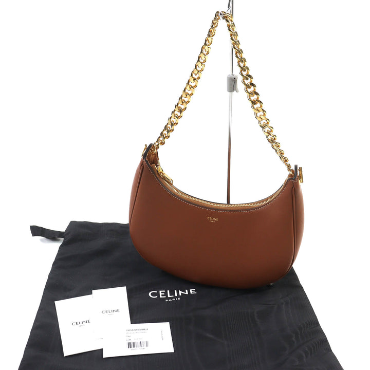 未使用品△CELINE セリーヌ 19958 MEDIUM AVA CHAIN ミディアム アヴァ レザー チェーンショルダーバッグ ホーボーバッグ タン ブラウン