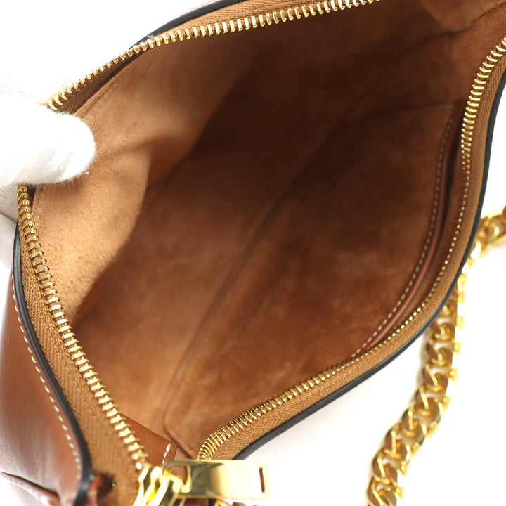 未使用品△CELINE セリーヌ 19958 MEDIUM AVA CHAIN ミディアム アヴァ レザー チェーンショルダーバッグ ホーボーバッグ タン ブラウン