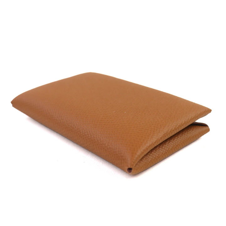 未使用品△HERMES エルメス カルヴィ ヴォーエプソン ゴールド シルバー金具 カードケース 名刺入れ W刻印 箱付き フランス製 レディース