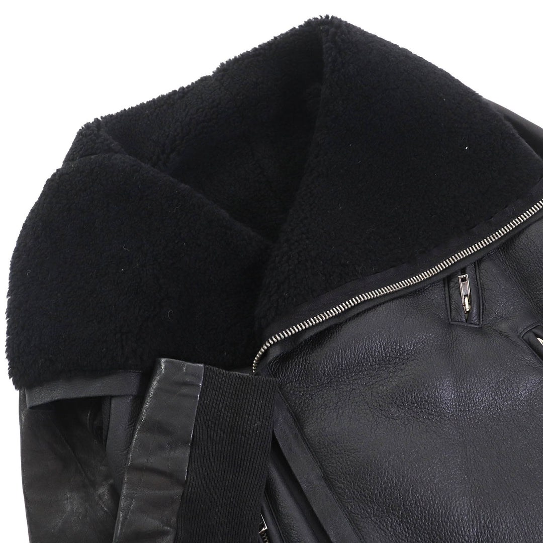 美品△Rick Owens リックオウエンス RP2718 アーカイブ ムートン ライダースジャケット ブラック 42 イタリア製 レディース