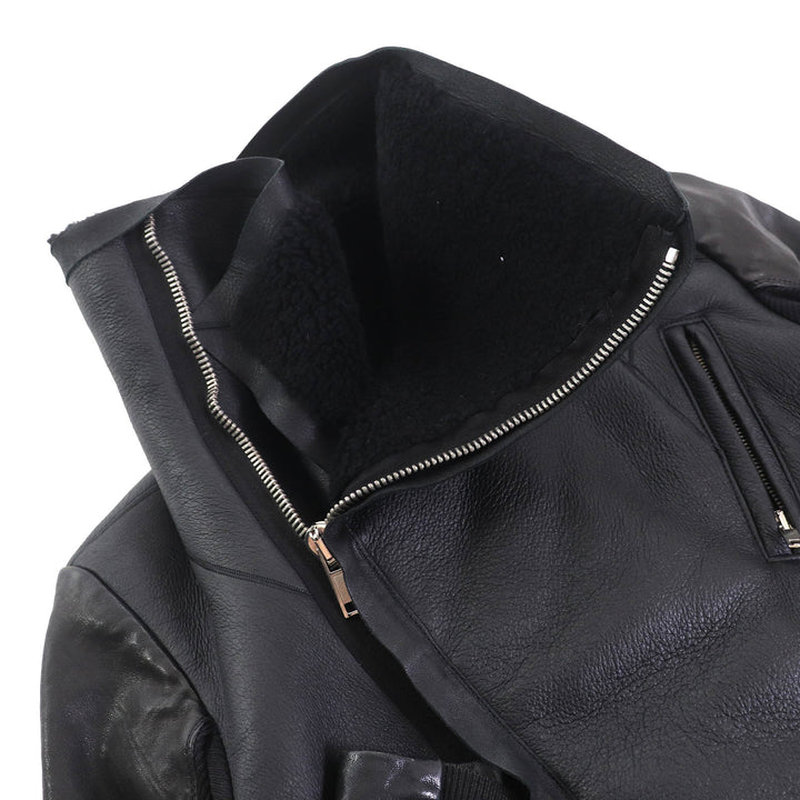 美品△Rick Owens リックオウエンス RP2718 アーカイブ ムートン ライダースジャケット ブラック 42 イタリア製 レディース