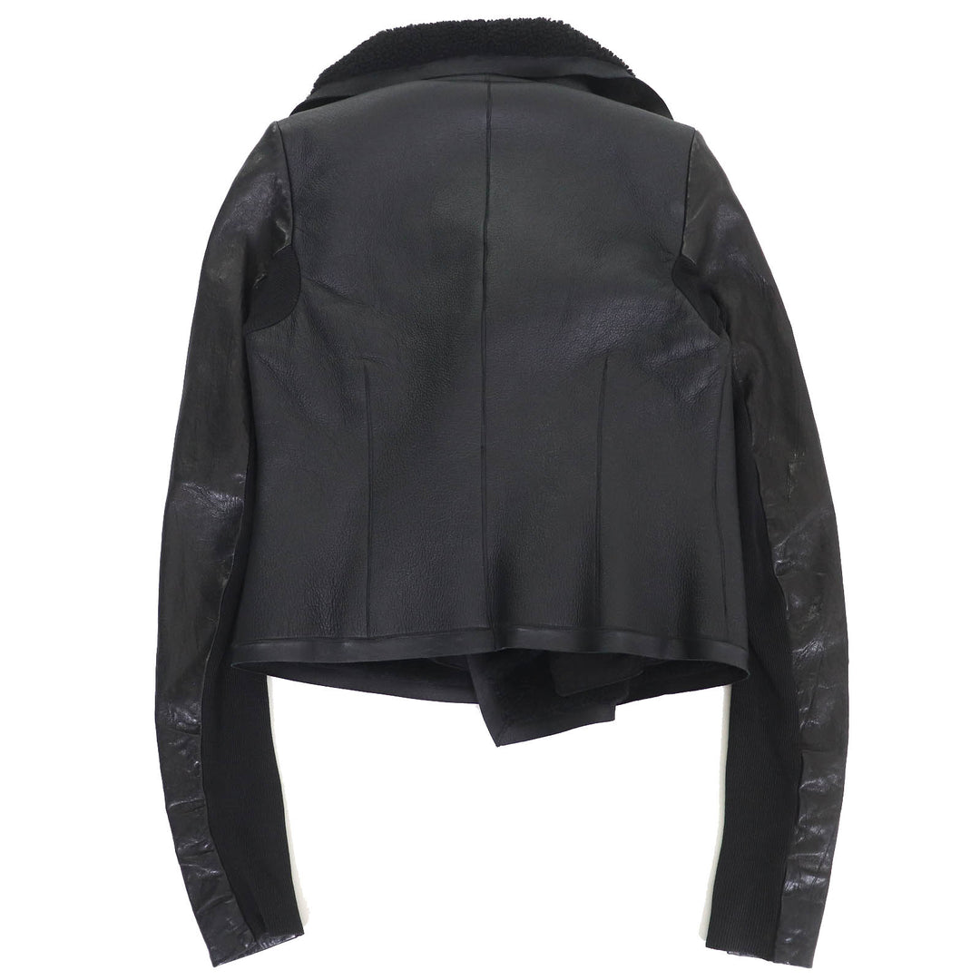 美品△Rick Owens リックオウエンス RP2718 アーカイブ ムートン ライダースジャケット ブラック 42 イタリア製 レディース
