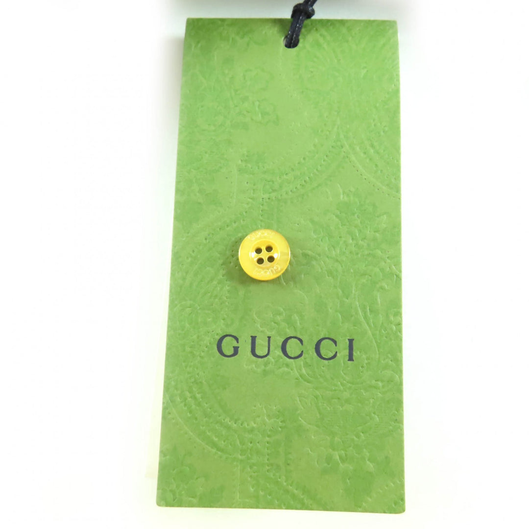 未使用品☆GUCCI グッチ 728125 シルク100％ ラウンドカラー シフォンドレス ワンピース イエロー 44 ハンガー付 伊製 正規品 レディース