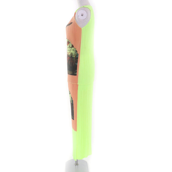 極美品★プリーツプリーズ イッセイミヤケ PP06-JK501/ PP06-JG506 パフェ転写プリント カットソー＋スカート セットアップ 3 正規品