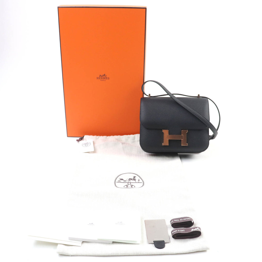 未使用品★HERMES エルメス コンスタンス 3ミニ ミロワール ブラック ヴォーエプソン ローズゴールド金具 ショルダーバッグ K刻印 仏製
