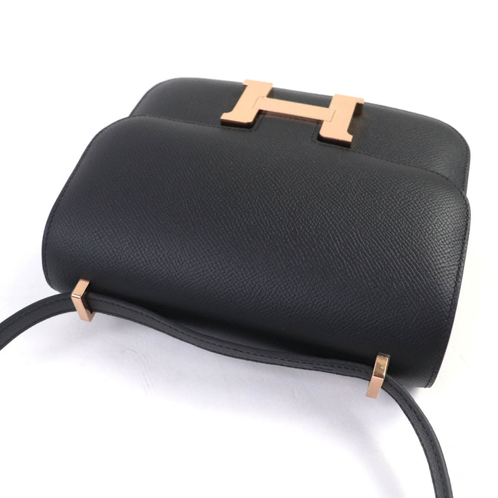 未使用品★HERMES エルメス コンスタンス 3ミニ ミロワール ブラック ヴォーエプソン ローズゴールド金具 ショルダーバッグ K刻印 仏製