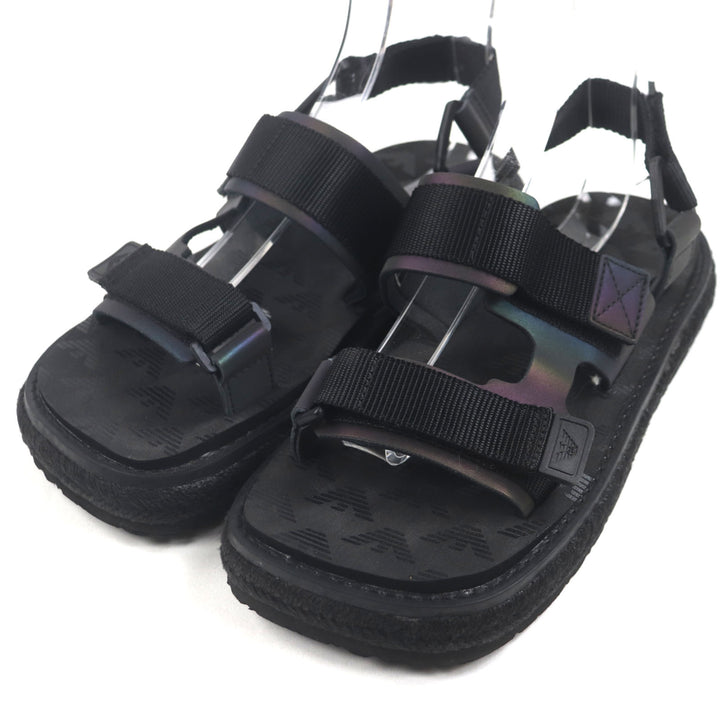 未使用品▼EMPORIO ARMANI エンポリオ アルマーニ X4P112 ナイロン ロゴデザイン ストラップサンダル ブラック US7 UK6 25cm メンズ
