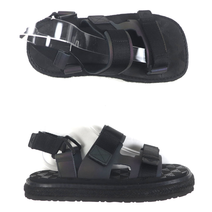 未使用品▼EMPORIO ARMANI エンポリオ アルマーニ X4P112 ナイロン ロゴデザイン ストラップサンダル ブラック US7 UK6 25cm メンズ