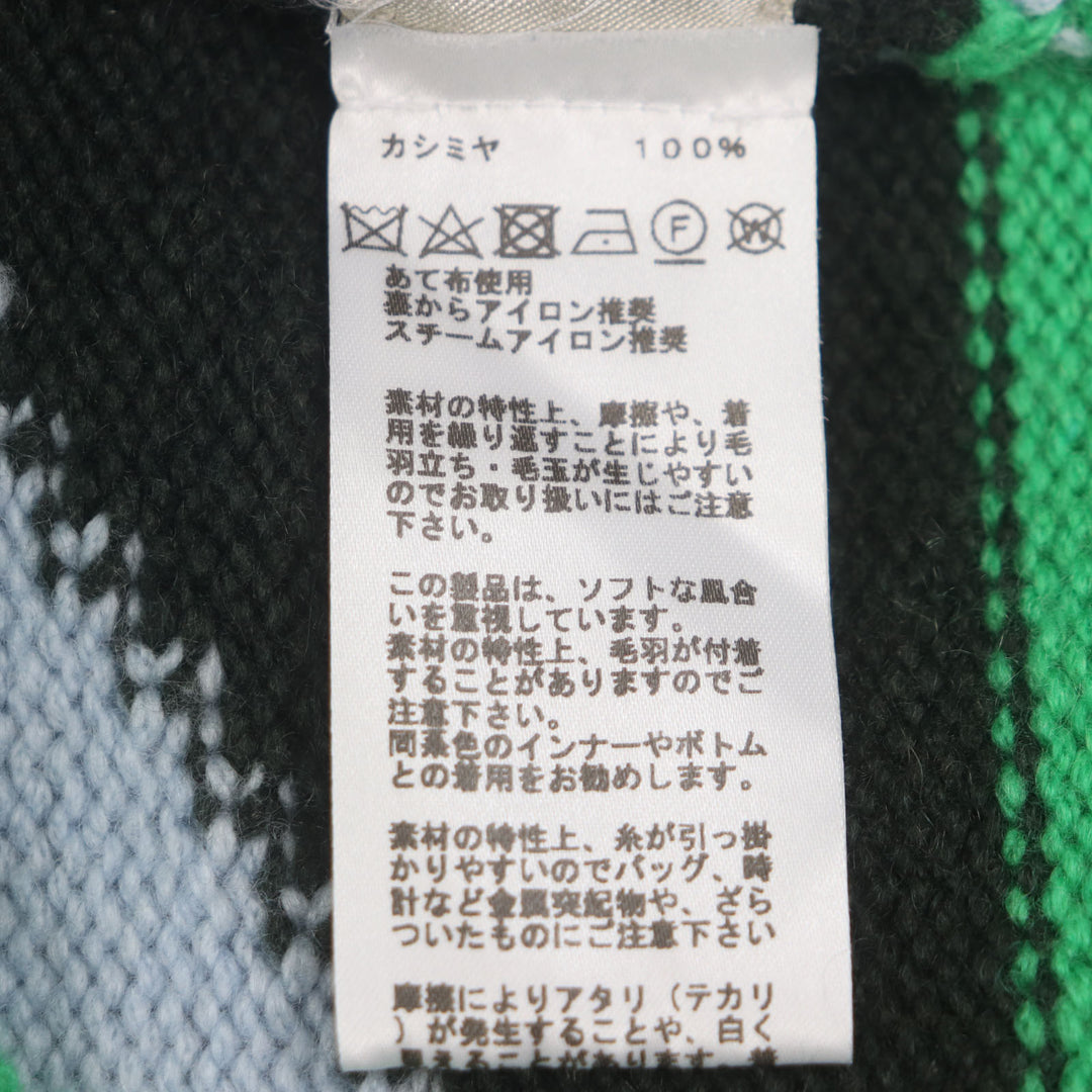 極美品▼HERMES エルメス 22AW カシミヤ100% ローゲージニット セーター グレー ライトブルー グリーン ブラック S 伊製 正規品 メンズ