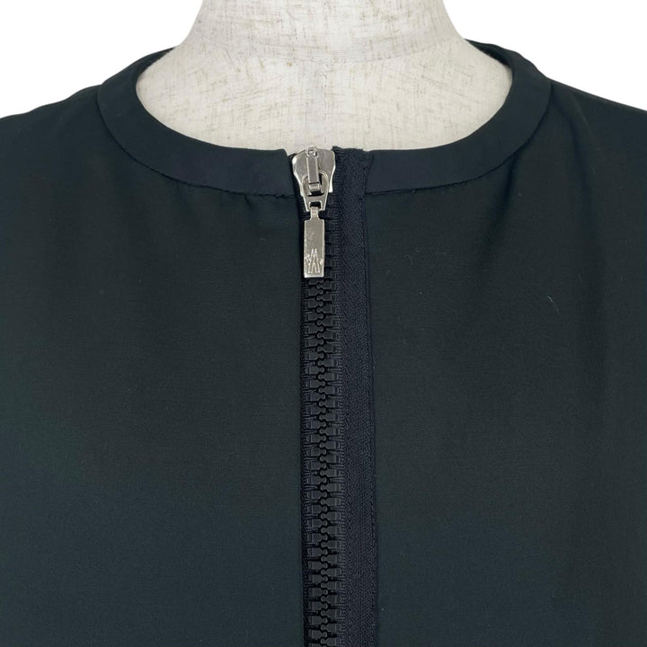 美品▲MONCLER モンクレール LIGNEVILLE ノーカラー 7分袖 ダウンコート ダウンジャケット ブラック 2 レディース