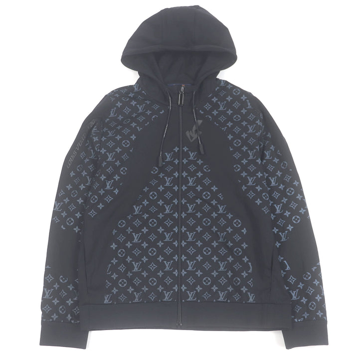 極美品□LOUIS VUITTON ルイヴィトン 22SS LV 2054 ハイブリッドジップスルーモノグラムパーカー ブラック L イタリア製 正規品 メンズ