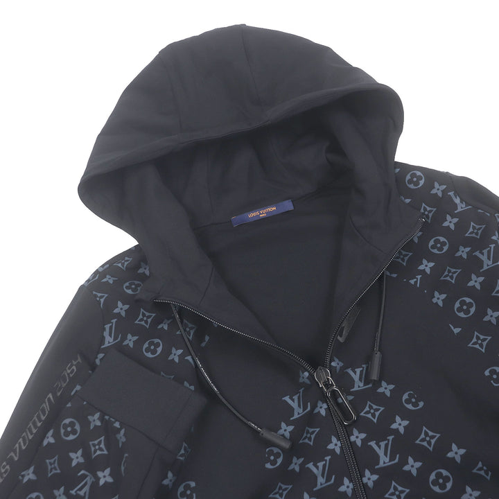 極美品□LOUIS VUITTON ルイヴィトン 22SS LV 2054 ハイブリッドジップスルーモノグラムパーカー ブラック L イタリア製 正規品 メンズ