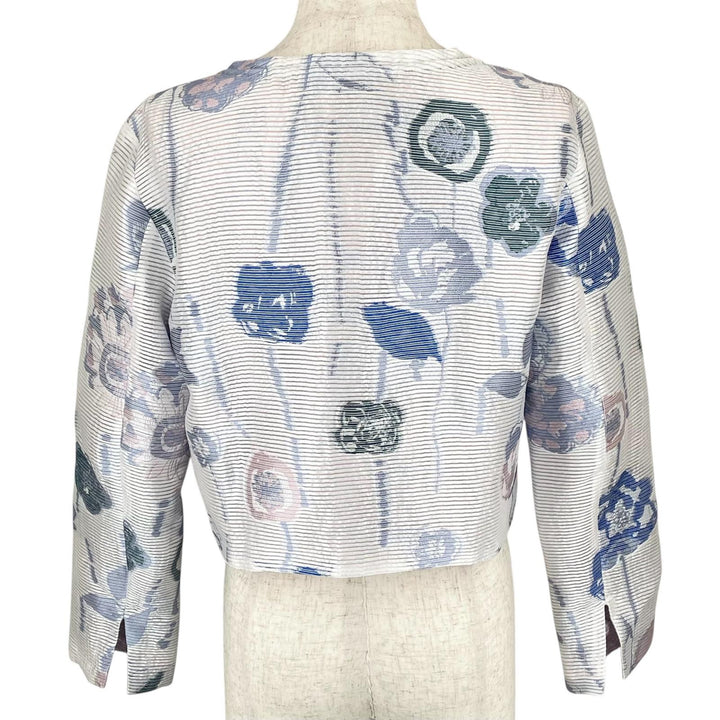 未使用品▲EMPORIO ARMANI エンポリオ アルマーニ シルク混 花柄 フラワーデザイン ZIP ジャケット マルチカラー 38 正規品 レディース