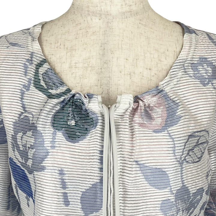 未使用品▲EMPORIO ARMANI エンポリオ アルマーニ シルク混 花柄 フラワーデザイン ZIP ジャケット マルチカラー 38 正規品 レディース