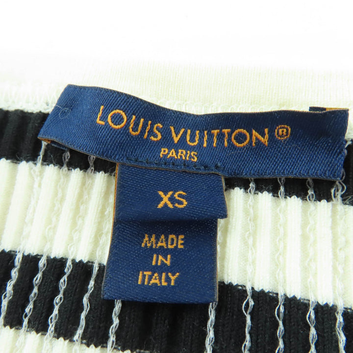極美品☆LOUIS VUITTON ルイヴィトン 23SS LVチェーン スパンコール装飾 クロップド丈 ノースリーブ アイボリー ブラック XS 正規品