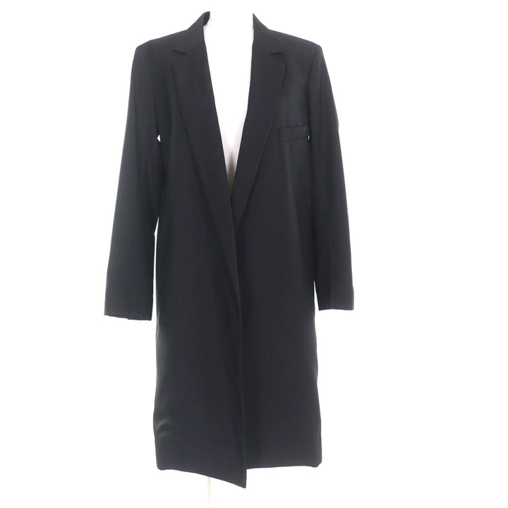 極美品★CELINE セリーヌ 2 8T43 460A ウール100% フロントオープン クロンビーコート ブラック 34 フランス製 正規品 レディース