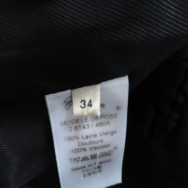 極美品★CELINE セリーヌ 2 8T43 460A ウール100% フロントオープン クロンビーコート ブラック 34 フランス製 正規品 レディース