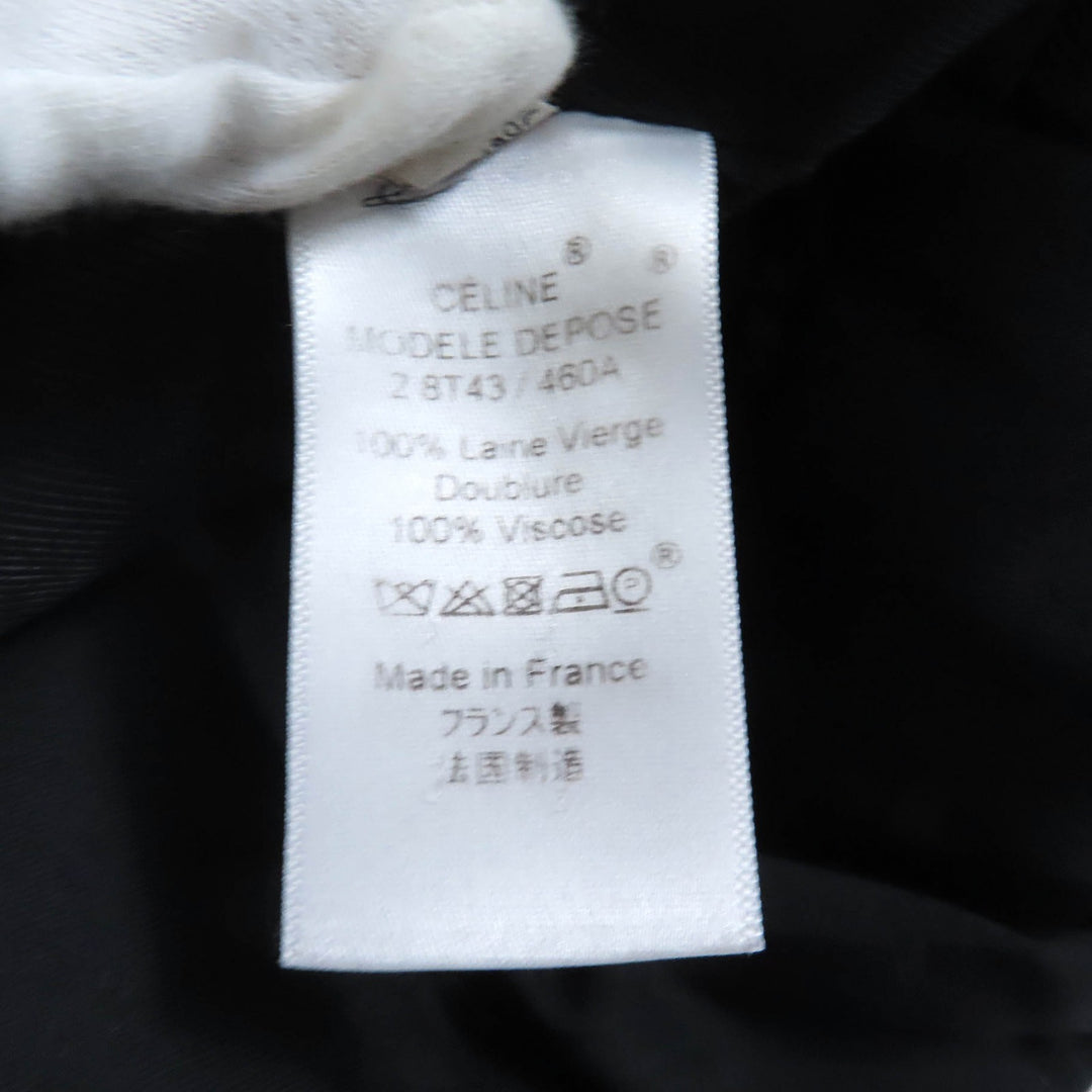 極美品★CELINE セリーヌ 2 8T43 460A ウール100% フロントオープン クロンビーコート ブラック 34 フランス製 正規品 レディース