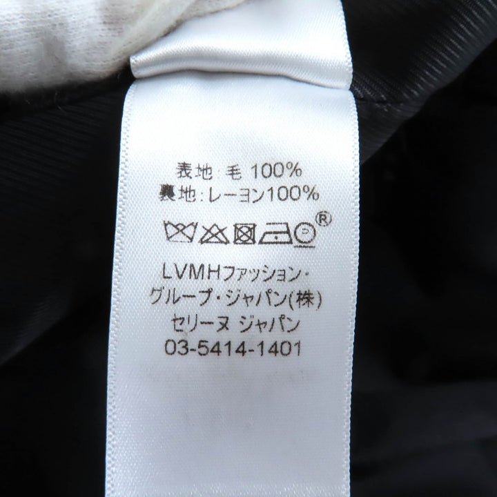 極美品★CELINE セリーヌ 2 8T43 460A ウール100% フロントオープン クロンビーコート ブラック 34 フランス製 正規品 レディース