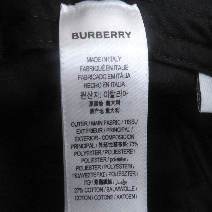 極美品□BURBERRY バーバリー 8048768 コットン100% TBロゴ 総柄 ロゴ金具付き 帽子 バケット ハット ブラック イタリア製 正規品 メンズ