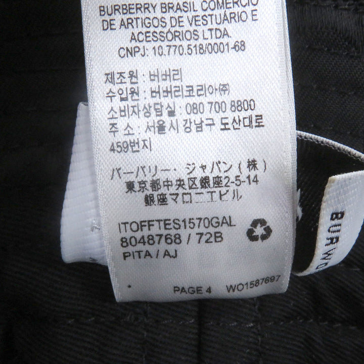 極美品□BURBERRY バーバリー 8048768 コットン100% TBロゴ 総柄 ロゴ金具付き 帽子 バケット ハット ブラック イタリア製 正規品 メンズ