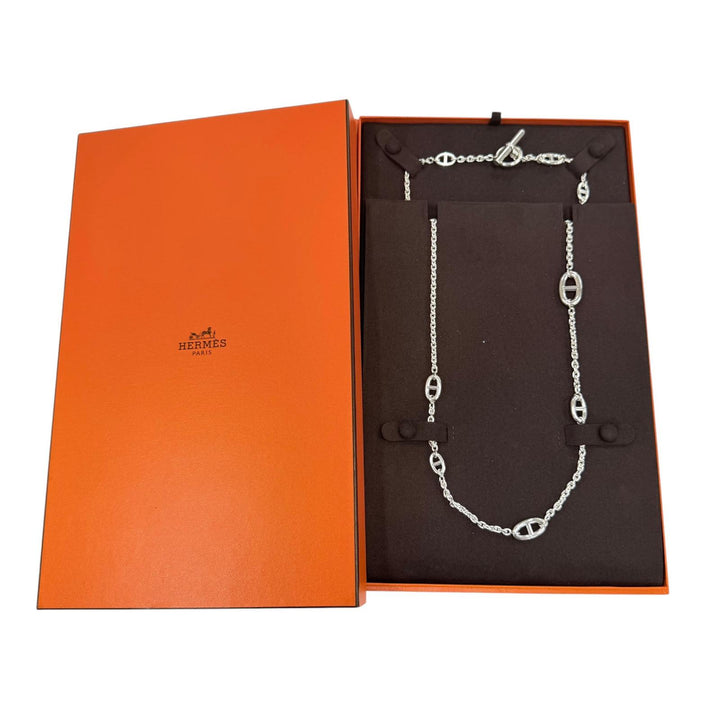 美品☆HERMES エルメス 2024年製 ファランドール ネックレス AG925 シェーヌダンクル アクセサリー 伊製 重量99.3g レディース 箱付
