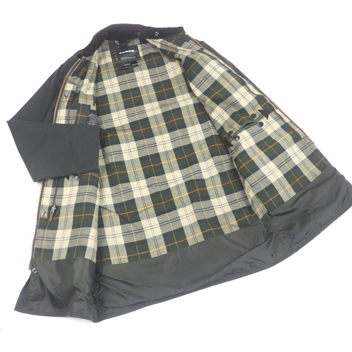 美品□Barbour バブアー 21AW MWX0008SG91 BORDER WAX JACKET 襟コーデュロイ オイルドジャケット カーキ 36 英国製 正規品　メンズ